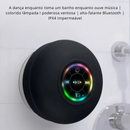 Mini Caixa de Som Bluetooth com LED – À Prova d’Água IPX4, Ventosa Super Forte, Ideal para Banheiro e Áreas Externas