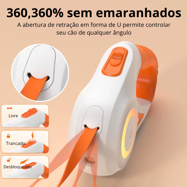 Guia Retrátil Automática ROJECO para Cães com LED | Leash Flexível e Iluminada para Passeios Noturnos, Corridas e Caminhadas