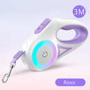 Guia Retrátil Automática ROJECO para Cães com LED | Leash Flexível e Iluminada para Passeios Noturnos, Corridas e Caminhadas