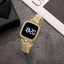 Relógio LED Cristal Feminino com Pulseira de Strass