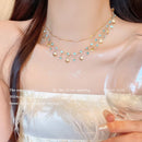 Colar Pulseira Feminino com Concha e Cristal Azul – Aço e Zircônia