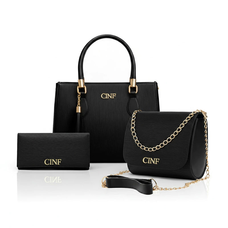 Kit Bolsas Femininas 3 Peças Bolsa Média Transversal e Carteira