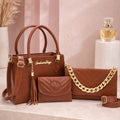 Kit Bolsa Feminina Luxo 3 Peças com Corrente Dourada