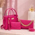 Kit Bolsa Feminina Luxo 3 Peças com Corrente Dourada