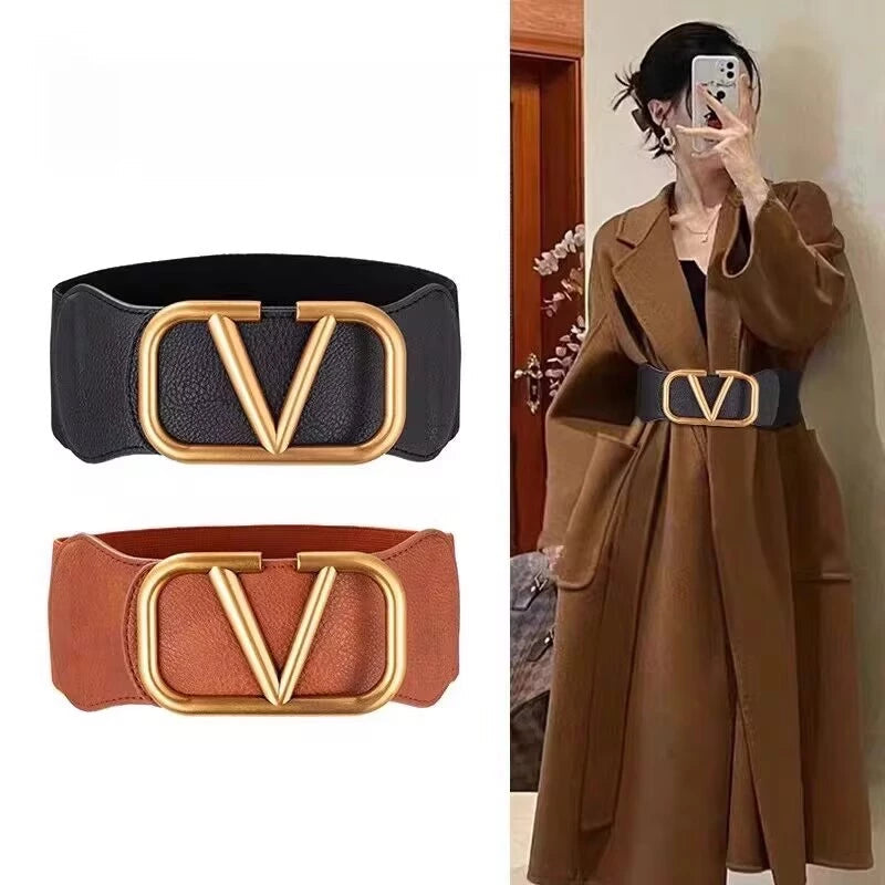 Cinto Elegance V Dourado | Elástico Modelador Preto