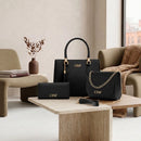 Kit Bolsa Feminina Luxo 3 Peças com Corrente Dourada