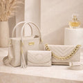 Kit Bolsa Feminina Luxo 3 Peças com Corrente Dourada