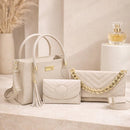 Kit Bolsa Feminina Luxo 3 Peças com Corrente Dourada